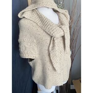Anthropologie Far Away From Close Hooded Cardigan Sweater Tie S/S Wrap Women Xs